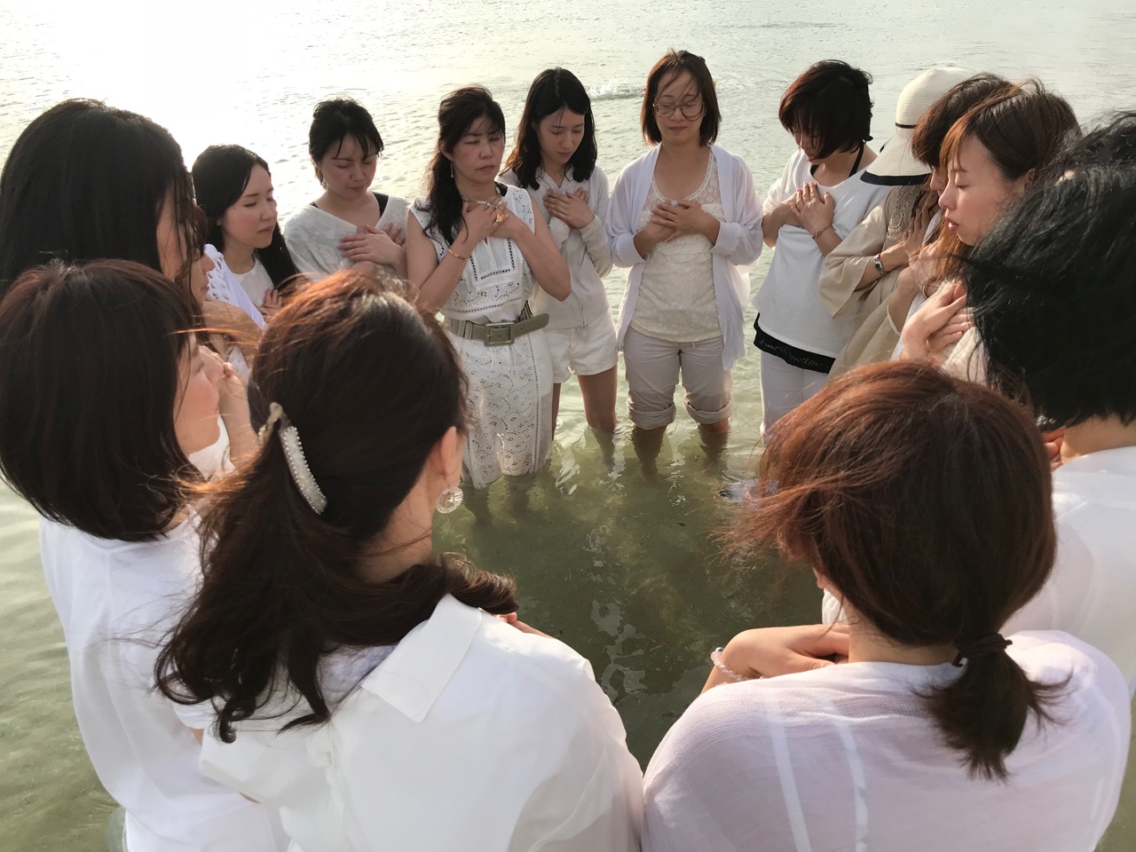 Releasing ceremony in the ocean